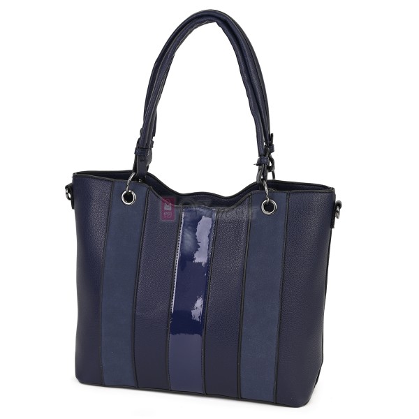 Голяма дамска ежедневна чанта от еко кожа, в тъмносин цвят. Код: 88001