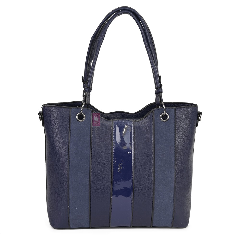 Голяма дамска ежедневна чанта от еко кожа, в тъмносин цвят. Код: 88001