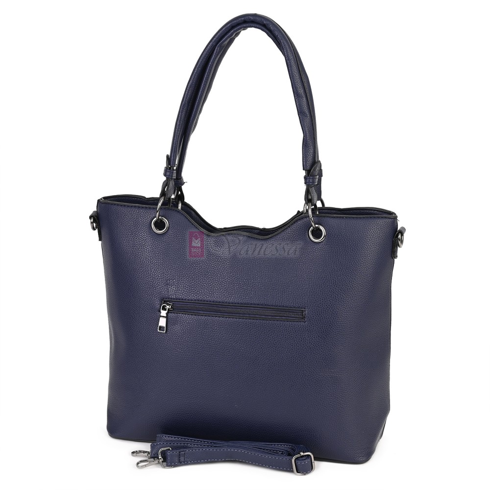 Голяма дамска ежедневна чанта от еко кожа, в тъмносин цвят. Код: 88001
