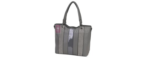 Голяма дамска ежедневна чанта от еко кожа, в сив цвят. Код: 88001