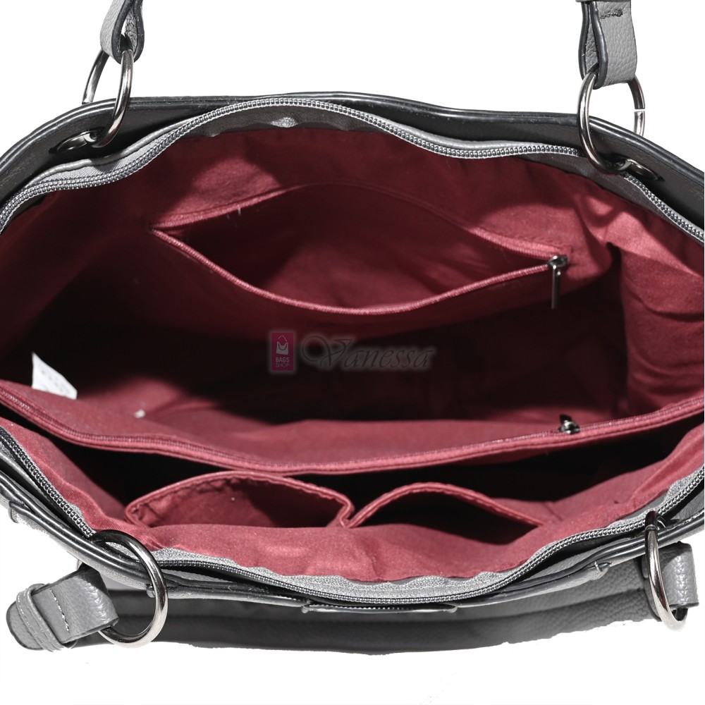 Голяма дамска ежедневна чанта от еко кожа, в сив цвят. Код: 88001