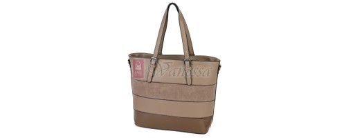 Голяма дамска ежедневна чанта от еко кожа, в бежов цвят. Код: 88007