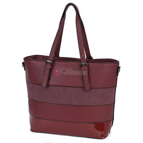 Голяма дамска ежедневна чанта от еко кожа, в цвят бордо. Код: 88007