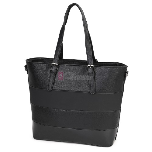 Голяма дамска ежедневна чанта от еко кожа, в черен цвят. Код: 88007