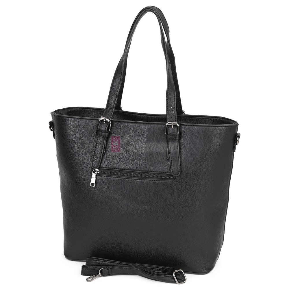 Голяма дамска ежедневна чанта от еко кожа, в черен цвят. Код: 88007