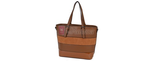 Голяма дамска ежедневна чанта от еко кожа, в кафяв цвят. Код: 88007