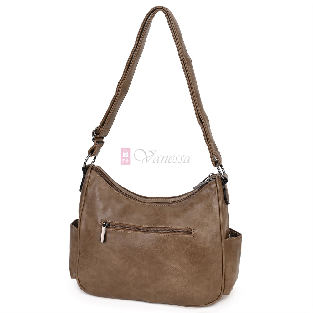 Дамска ежедневна чанта от екологична кожа, в тъмнобежов цвят Код: 8829