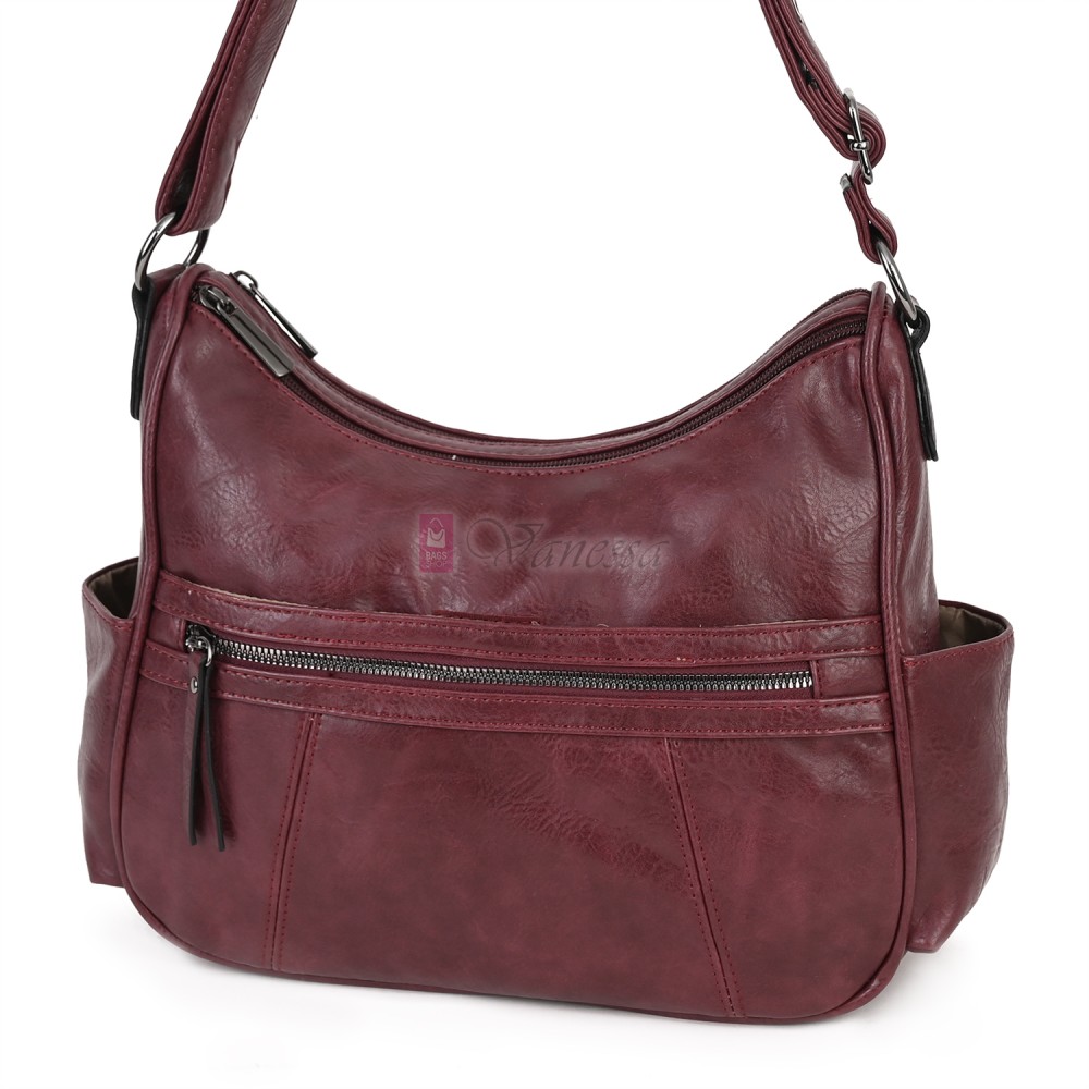 Дамска ежедневна чанта от екологична кожа, в цвят бордо Код: 8829