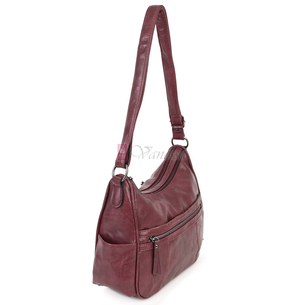 Дамска ежедневна чанта от екологична кожа, в цвят бордо Код: 8829