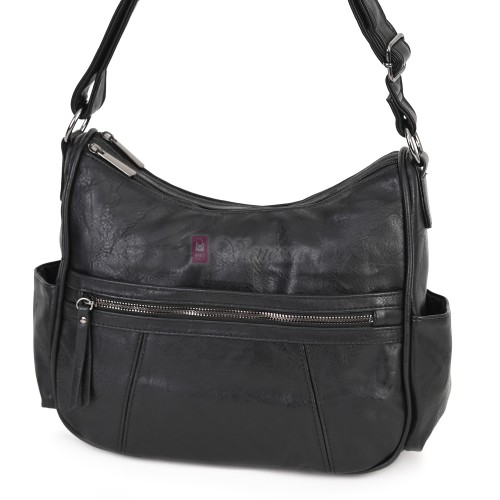 Дамска ежедневна чанта от екологична кожа, в черен цвят Код: 8829