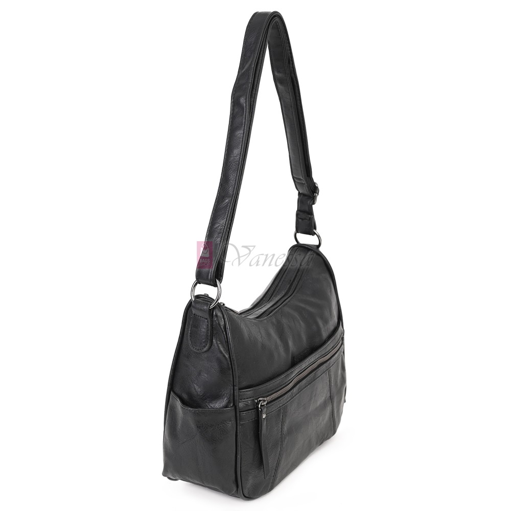 Дамска ежедневна чанта от екологична кожа, в черен цвят Код: 8829