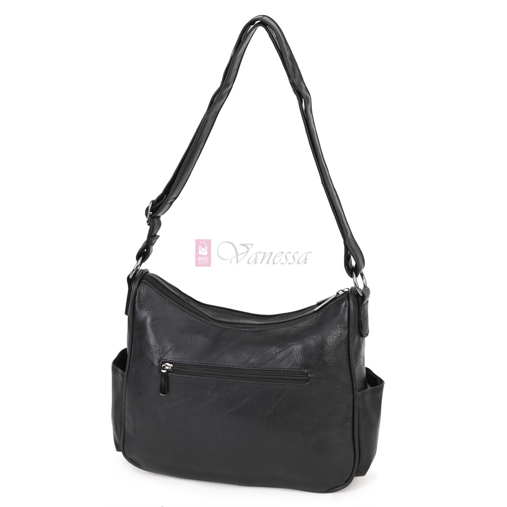 Дамска ежедневна чанта от екологична кожа, в черен цвят Код: 8829