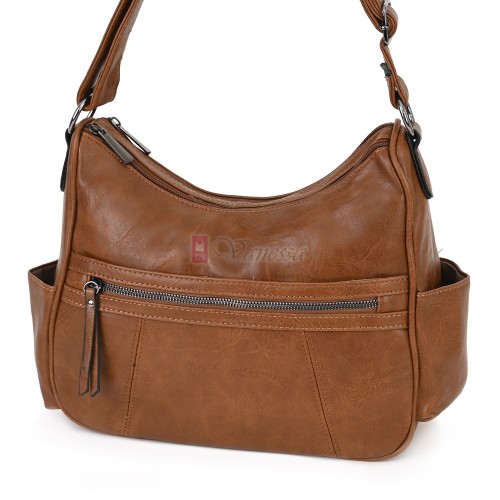 Дамска ежедневна чанта от екологична кожа, в кафяв цвят Код: 8829