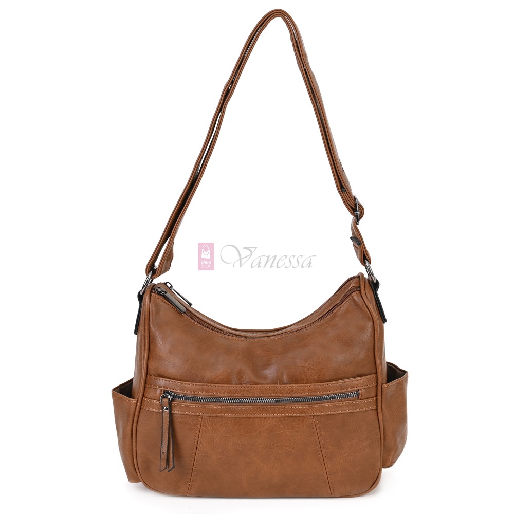 Дамска ежедневна чанта от екологична кожа, в кафяв цвят Код: 8829