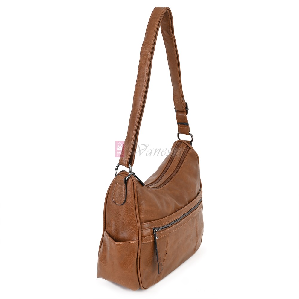 Дамска ежедневна чанта от екологична кожа, в кафяв цвят Код: 8829