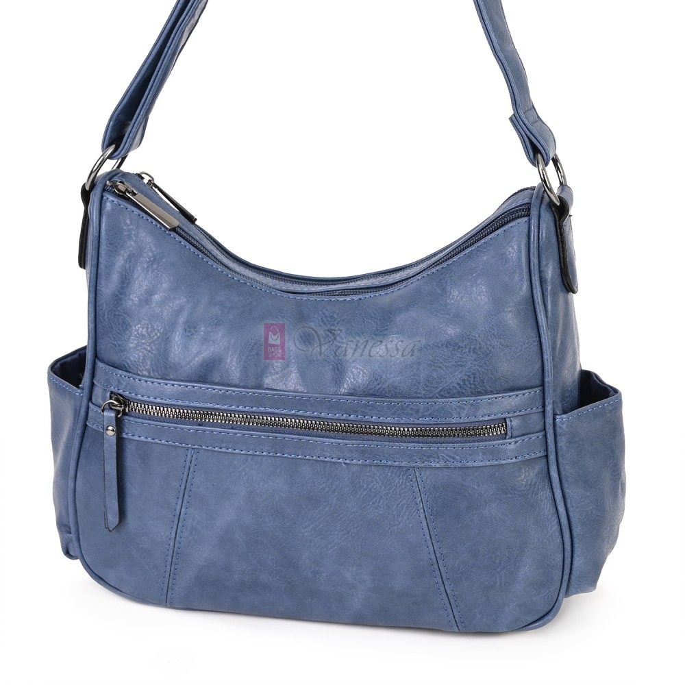 Дамска ежедневна чанта от екологична кожа, в син цвят Код: 8829