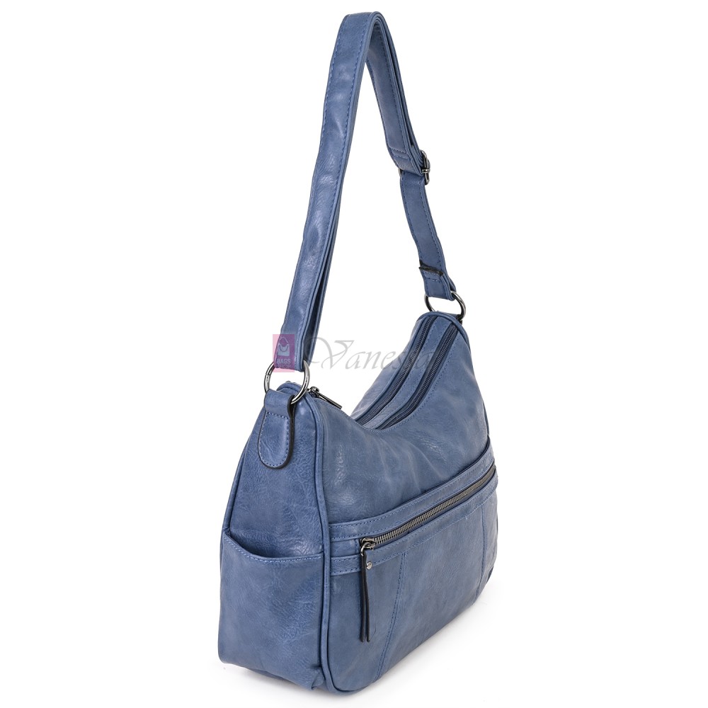 Дамска ежедневна чанта от екологична кожа, в син цвят Код: 8829