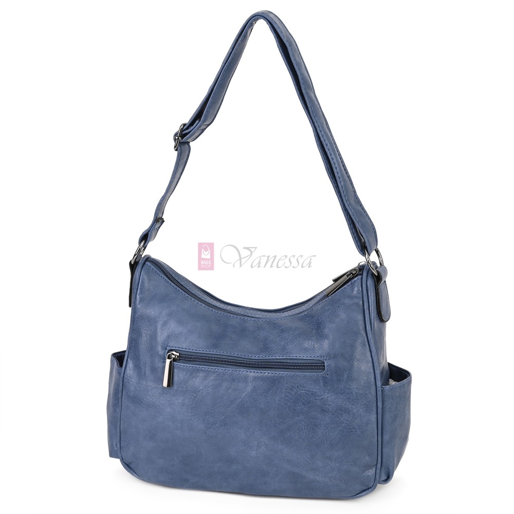 Дамска ежедневна чанта от екологична кожа, в син цвят Код: 8829