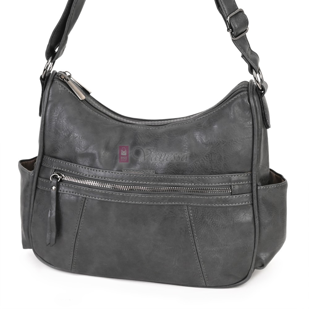 Дамска ежедневна чанта от екологична кожа, в сив цвят Код: 8829