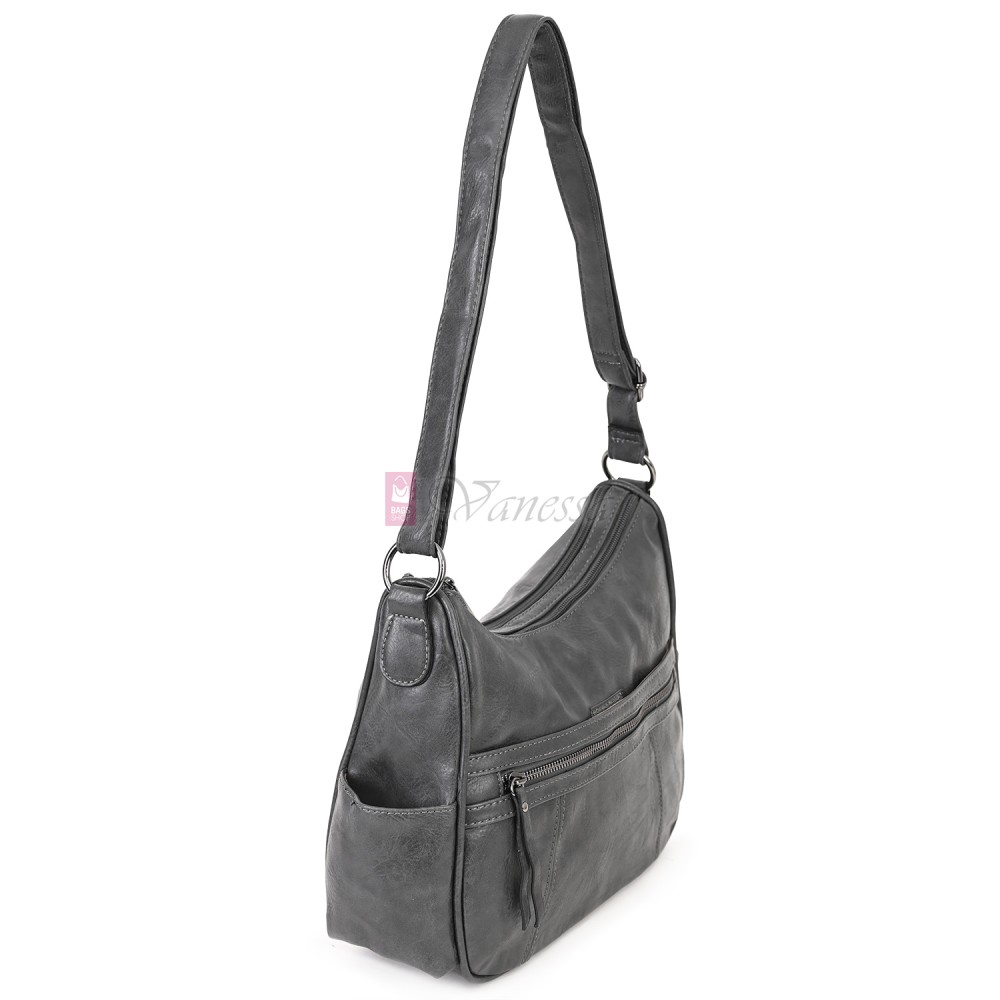 Дамска ежедневна чанта от екологична кожа, в сив цвят Код: 8829