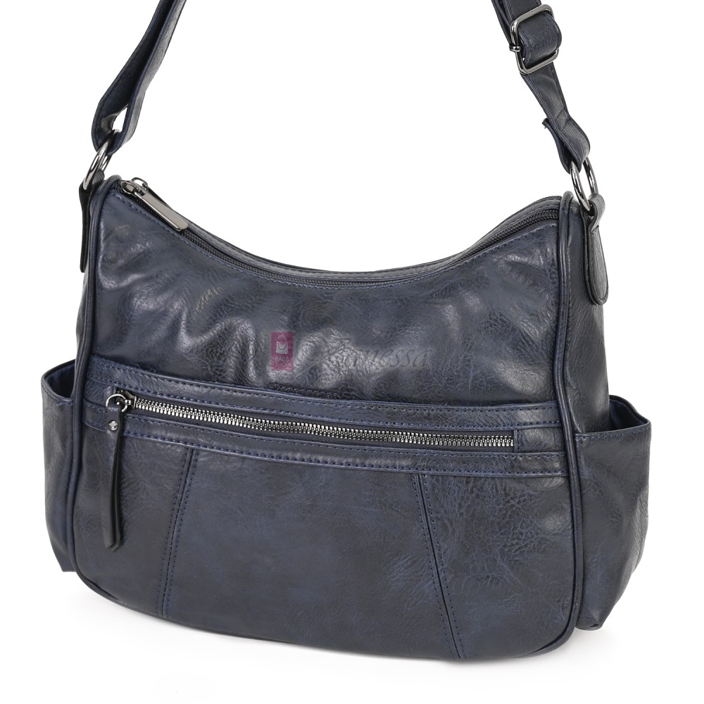 Дамска ежедневна чанта от екологична кожа, в тъмносин цвят Код: 8829