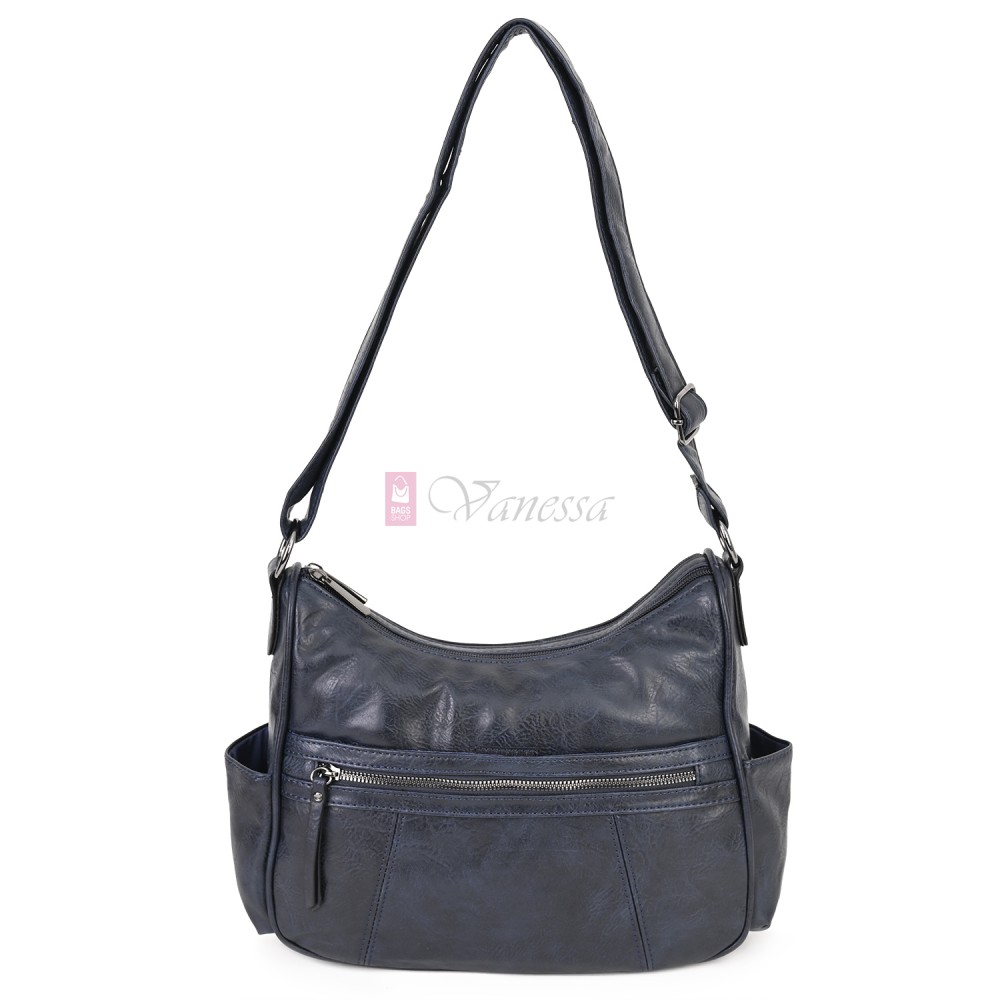 Дамска ежедневна чанта от екологична кожа, в тъмносин цвят Код: 8829