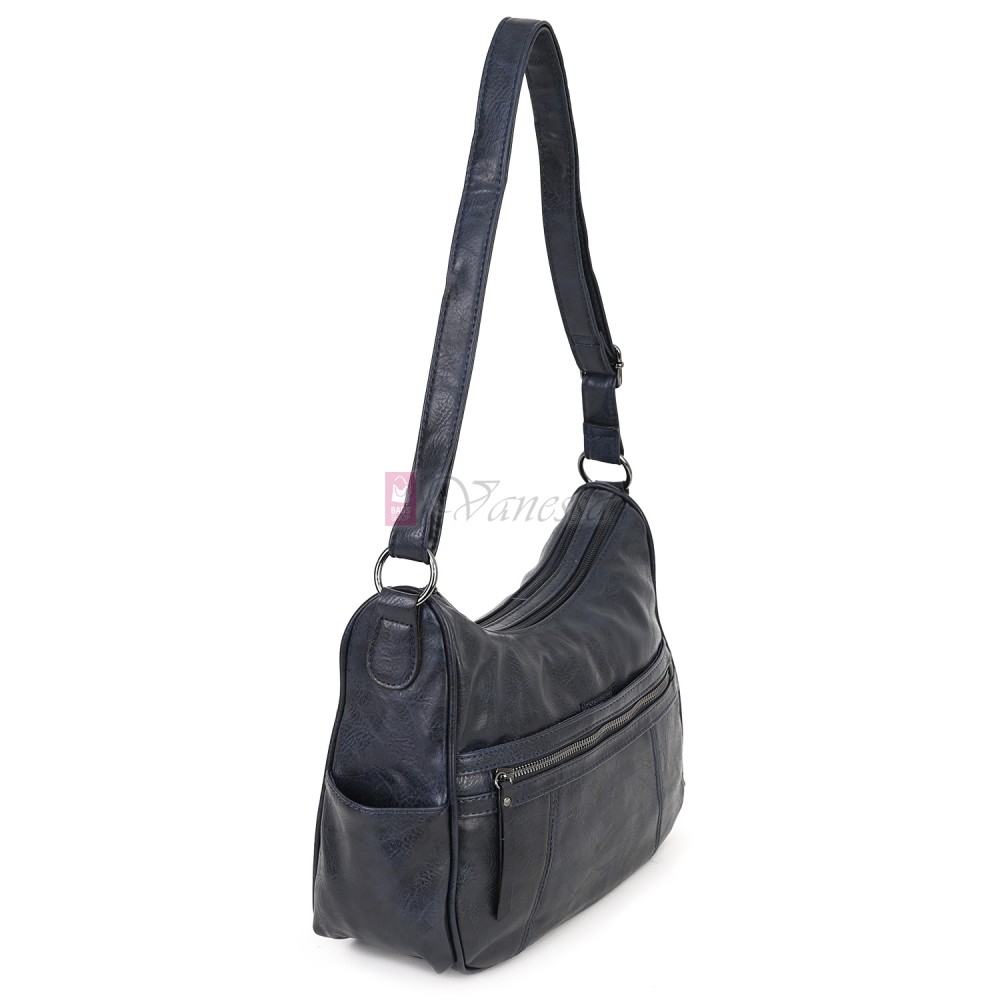 Дамска ежедневна чанта от екологична кожа, в тъмносин цвят Код: 8829