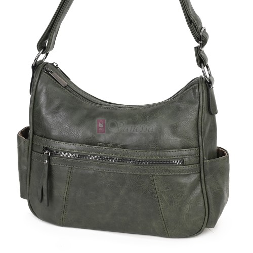 Дамска ежедневна чанта от екологична кожа, в тъмнозелен цвят Код: 8829