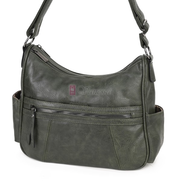 Дамска ежедневна чанта от екологична кожа, в тъмнозелен цвят Код: 8829