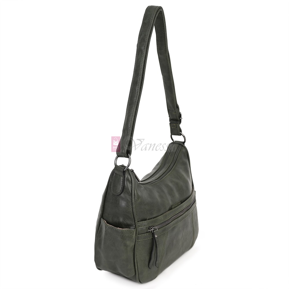 Дамска ежедневна чанта от екологична кожа, в тъмнозелен цвят Код: 8829