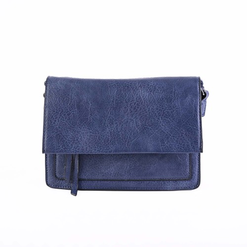 Дамска чанта от еко кожа с дълга дръжка - тъмно синя - Код : 8985