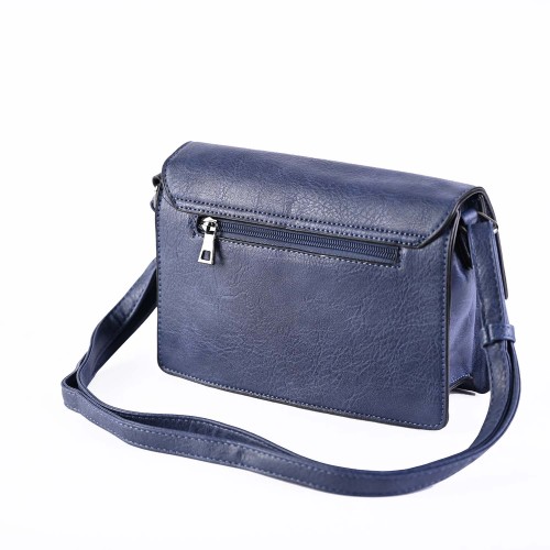 Дамска чанта от еко кожа с дълга дръжка - тъмно синя - Код : 8985