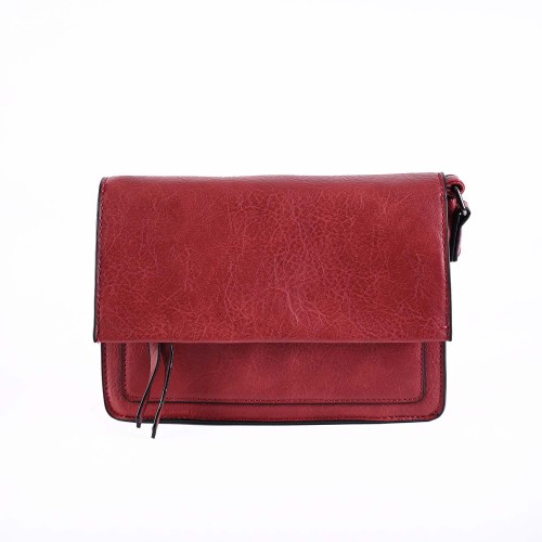 Дамска чанта от еко кожа с дълга дръжка в червен цвят. Код : 8985