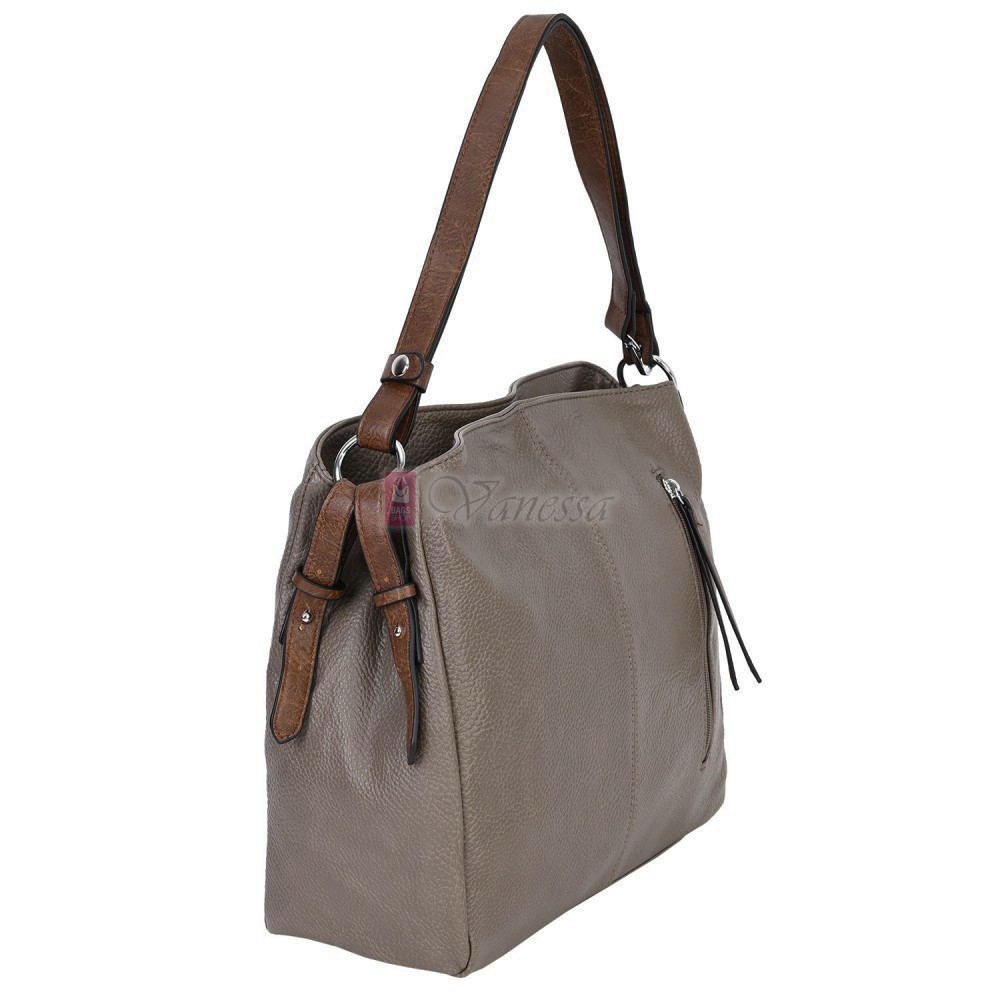 Дамска чанта от висококачествена еко кожа в тъмнобежов цвят Код: 90001