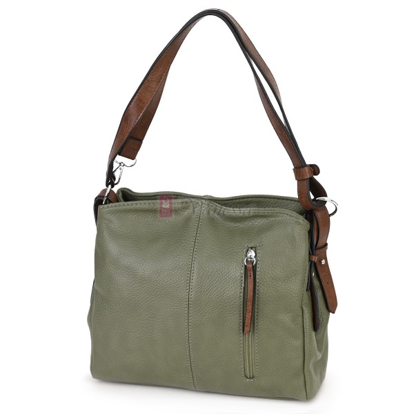 Дамска чанта от висококачествена еко кожа в зелен цвят Код: 90001