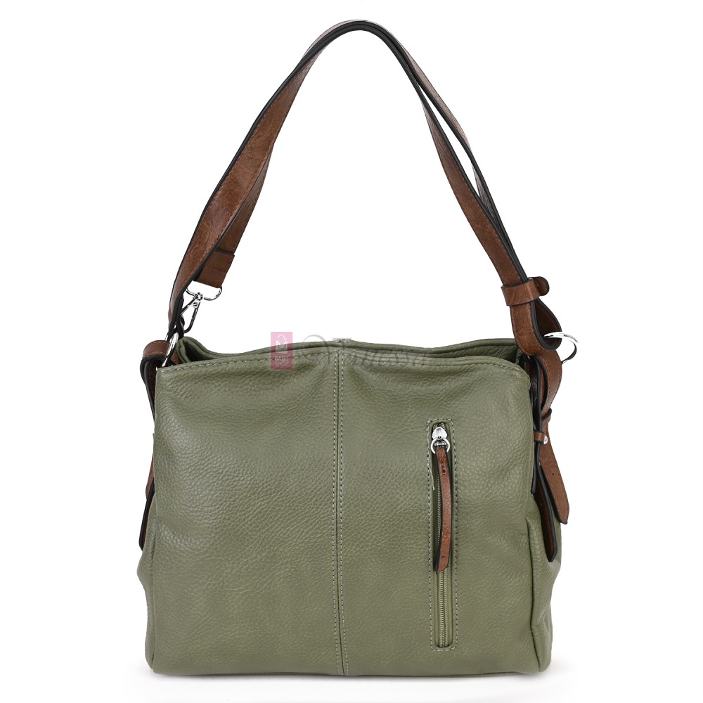 Дамска чанта от висококачествена еко кожа в зелен цвят Код: 90001