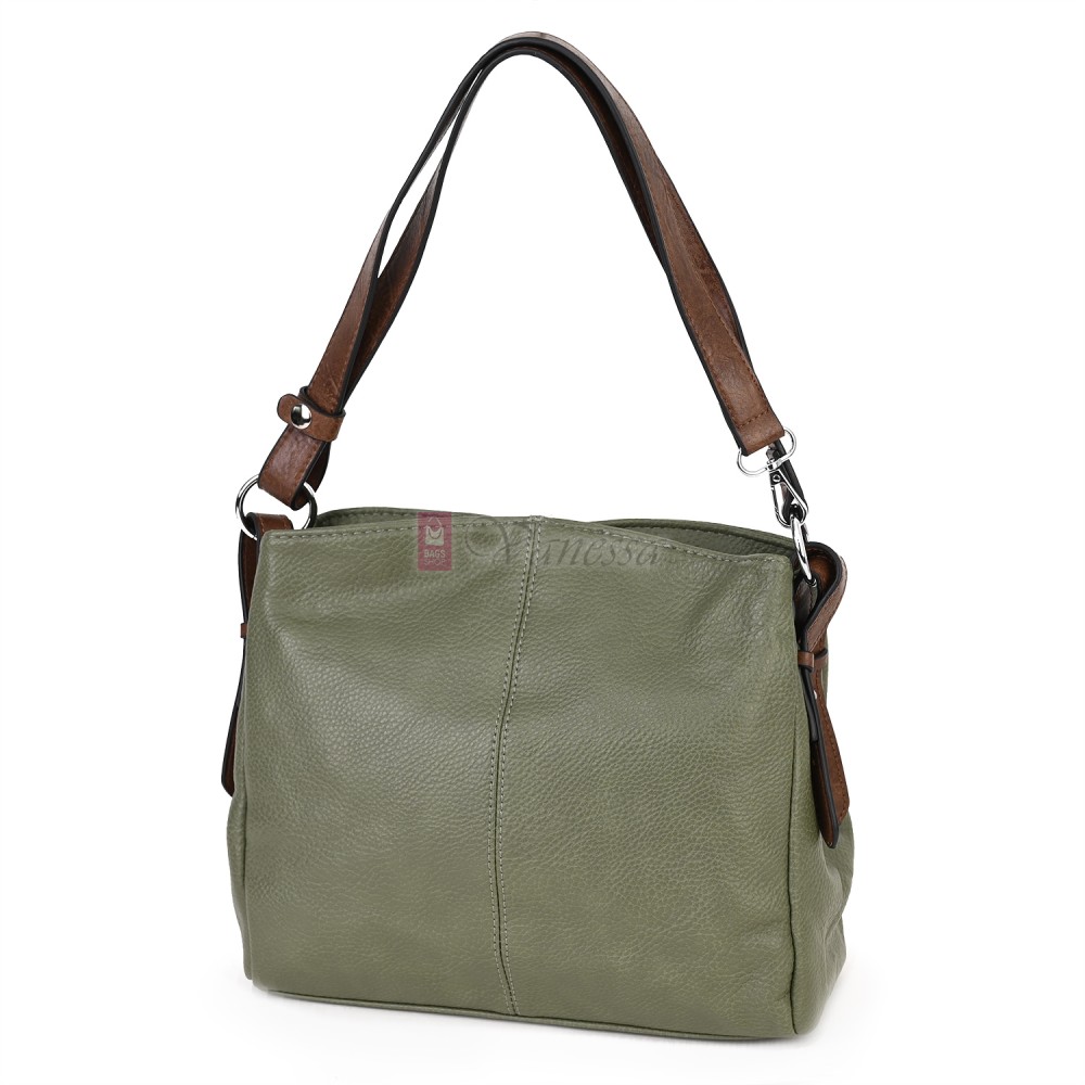 Дамска чанта от висококачествена еко кожа в зелен цвят Код: 90001