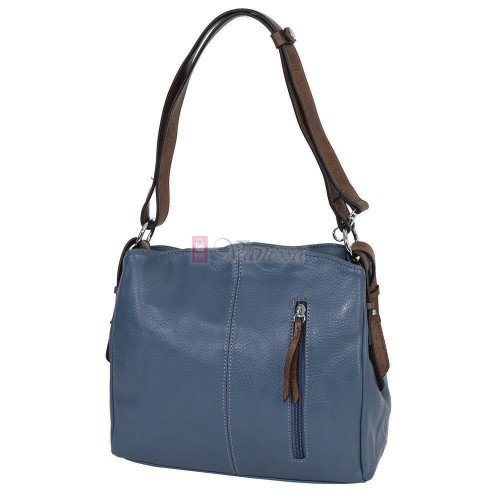 Дамска чанта от висококачествена еко кожа в син цвят Код: 90001