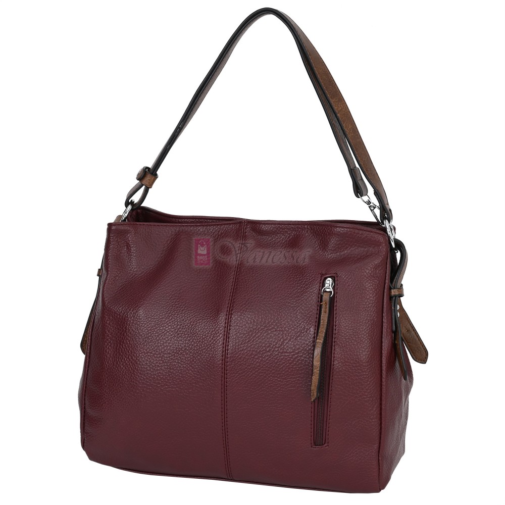 Дамска чанта от висококачествена еко кожа в цвят бордо. Код: 90001