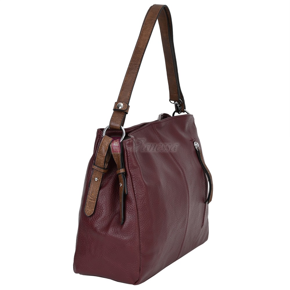 Дамска чанта от висококачествена еко кожа в цвят бордо. Код: 90001