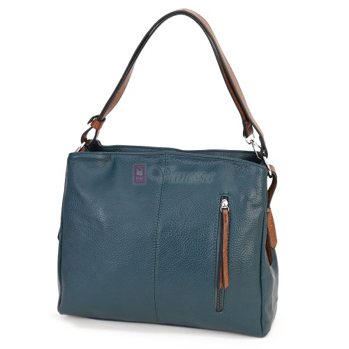 Дамска чанта от висококачествена еко кожа в тъмнозелен цвят Код: 90001