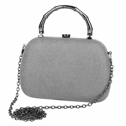 Вечерна дамска чанта от текстил в черен цвят. Код: 9001