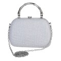 Вечерна дамска чанта от текстил в сребрист цвят. Код: 9001