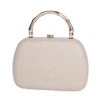 Вечерна дамска чанта от текстил в златист цвят. Код: 9001