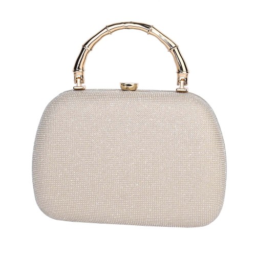 Вечерна дамска чанта от текстил в златист цвят. Код: 9001