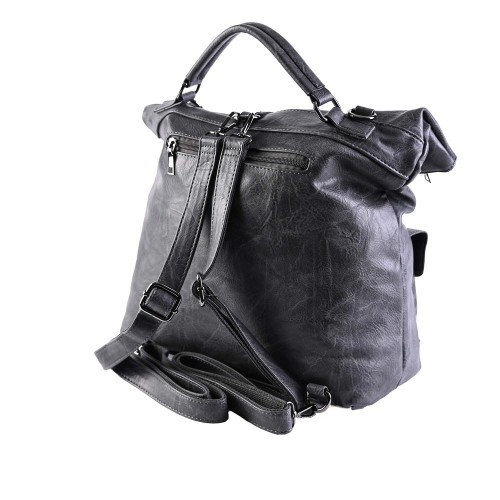 Дамска раница/чанта от еко кожа - графит цвят. Код: 9016