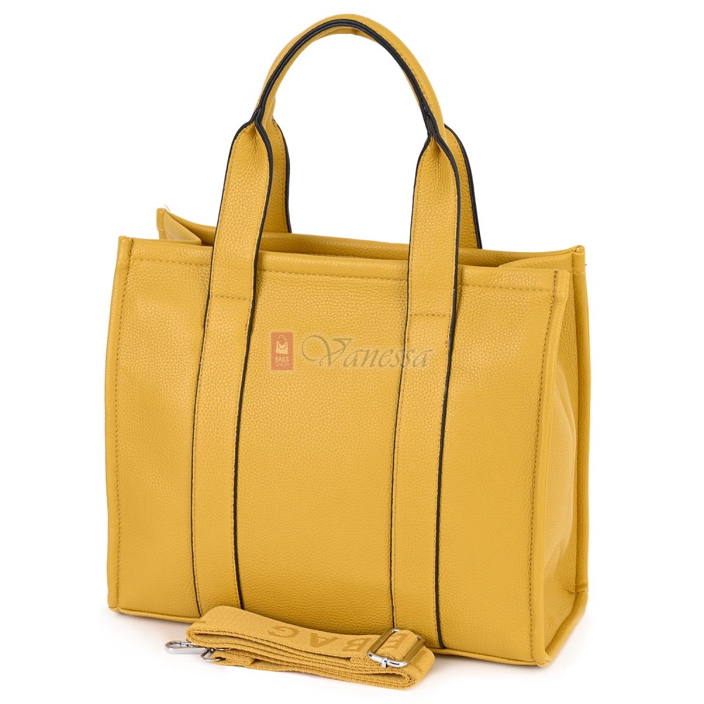 Дамска чанта от екологична кожа в жълт цвят. Код: 90180