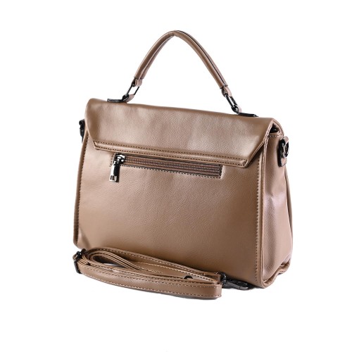 Дамска чанта през рамо от еко кожа в бежов цвят. Код: 9019