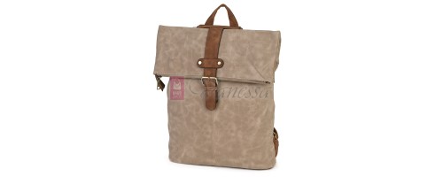 Голяма дамска раница от велур, в бежов цвят. Код: 90208-9