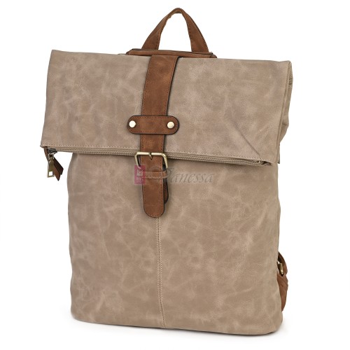 Голяма дамска раница от велур, в бежов цвят. Код: 90208-9